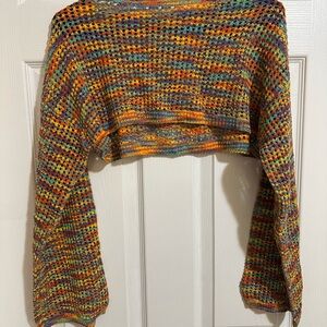 Multicolor Knit cropped top long sleeve